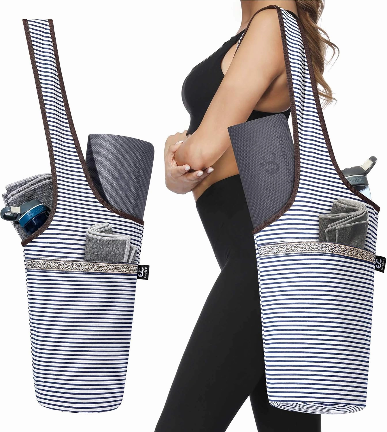 Ewedoos Yoga Mat Bag Yoga Bags with Large Size Pocket and Zipper Pocket, Fit Most Size Mats