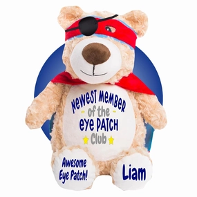 Eye Patch Stuffed Animals - Personalized 17" Eye Patch Gifts for Kids - Stuffed Animals With Eye Patches - Choose Your Eye Patch Location - Teddy Bear With Eye Patch (Superhero Teddy Bear)