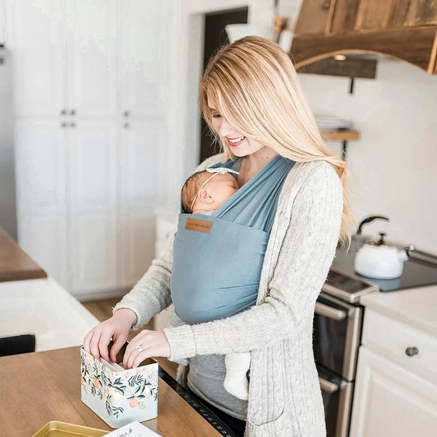 Ezra Baby Wrap - Lightweight Baby Carrier - Citadel Blue - Best Baby Wrap for Newborns 0-18 Months - 100% Tencel Modal, Comfortable, Simple, and Hands-Free Babywearing Wraps
