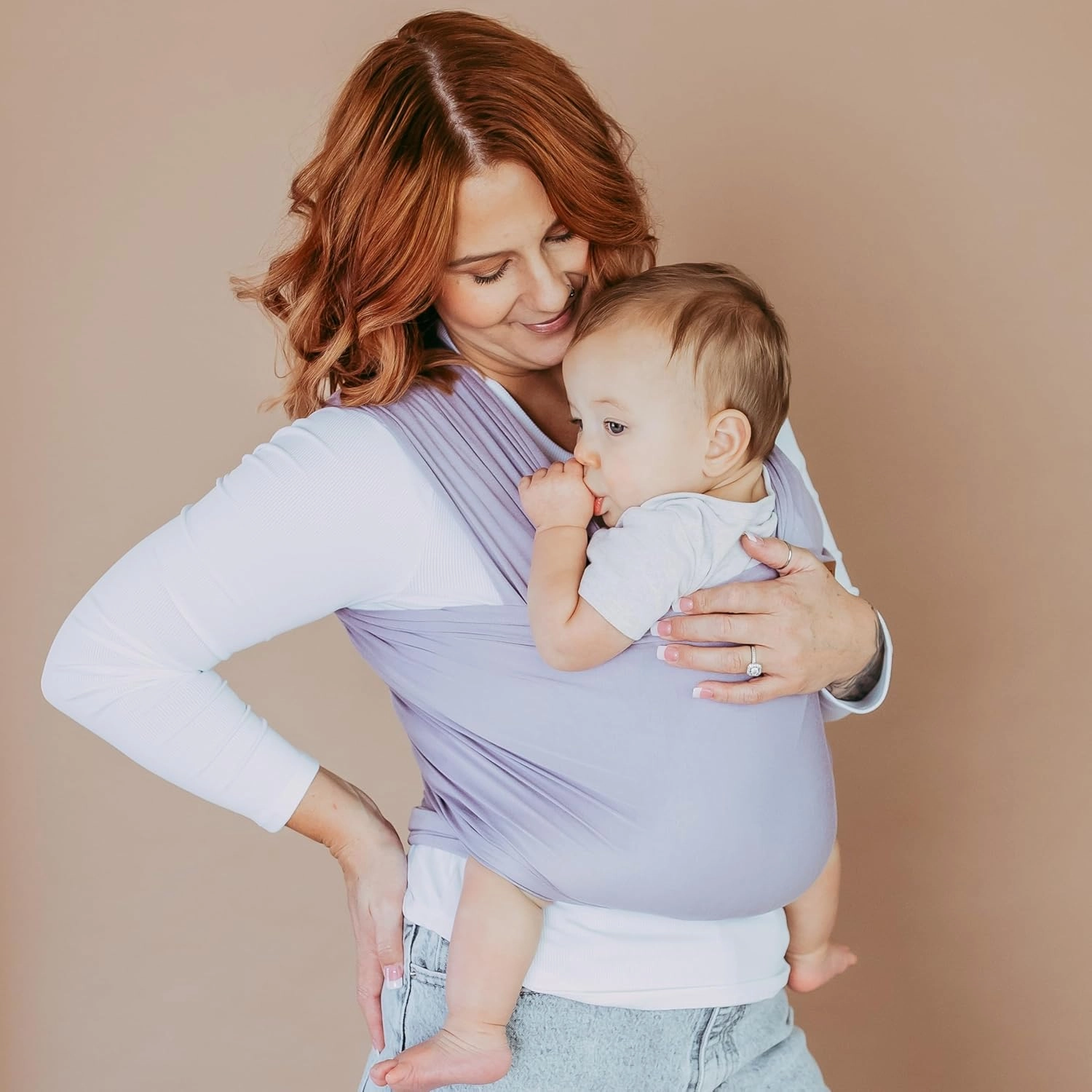 Ezra Baby Wrap - Lightweight Baby Carrier - Lavender Grey - Best Baby Wrap for Newborns 0-18 Months - 100% Tencel Modal, Comfortable, Simple, and Hands-Free Babywearing Wraps