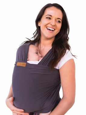 Ezra Baby Wrap - Lightweight Baby Carrier - Slate Grey - Best Baby Wrap for Newborns 0-18 Months - 100% Tencel Modal, Comfortable, Simple, and Hands-Free Babywearing Wraps
