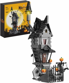 F-C5309 Halloween House Set Modular Building Blocks,Complex Architecture Haunted House Kits with LED Lighting,Idea Blocks Bricks for Boys Girls Adults Halloween Decorations,568 pcs