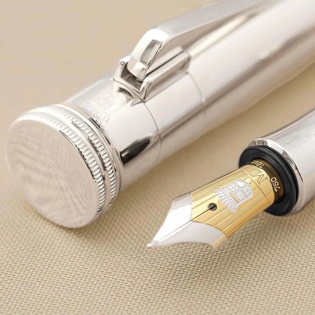 Faber Castell 148570 Fountain Pen, Medium, Medium Point, Classic Collection, Sterling Silver