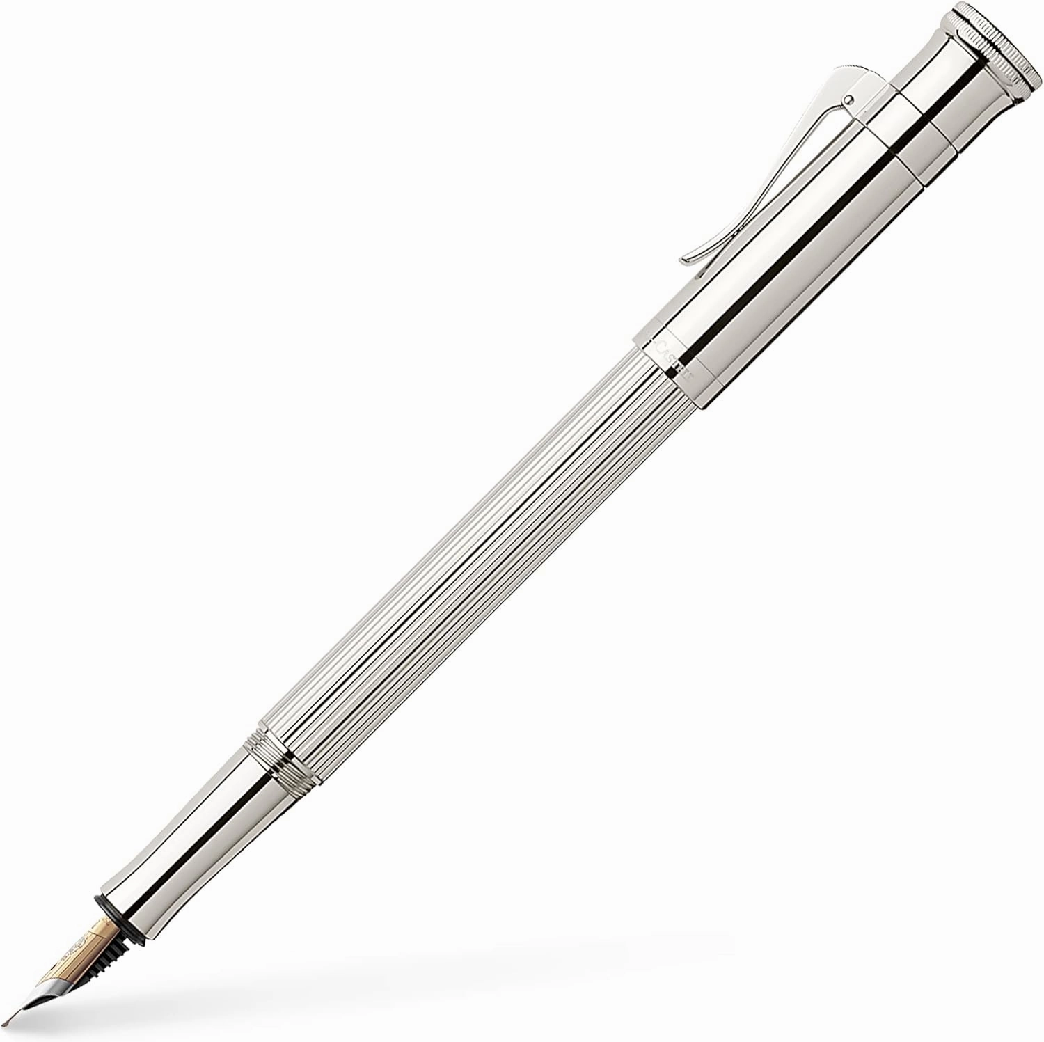 Faber Castell 148570 Fountain Pen, Medium, Medium Point, Classic Collection, Sterling Silver