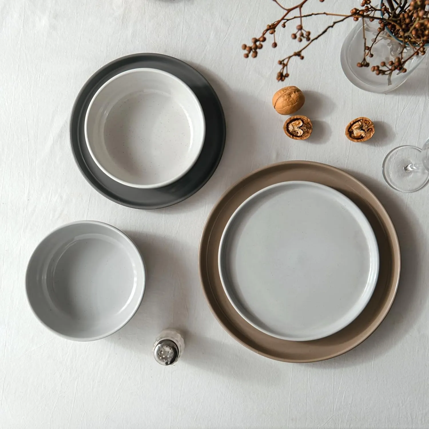 Famiware Milkyway Plates and Bowls Set, 12 Pieces Dinnerware Sets, Dishes Set for 4, Multi-color