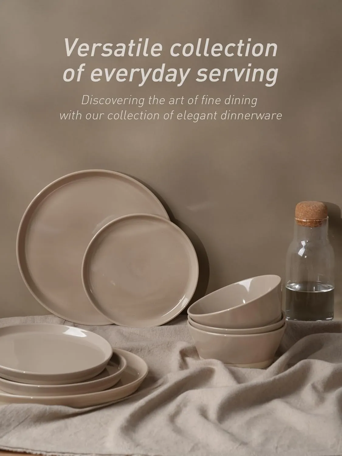 Famiware Saturn Dinnerware Sets, 12 Pieces Dish Set, Plates and Bowls Sets for 4, Cinnamon Brown