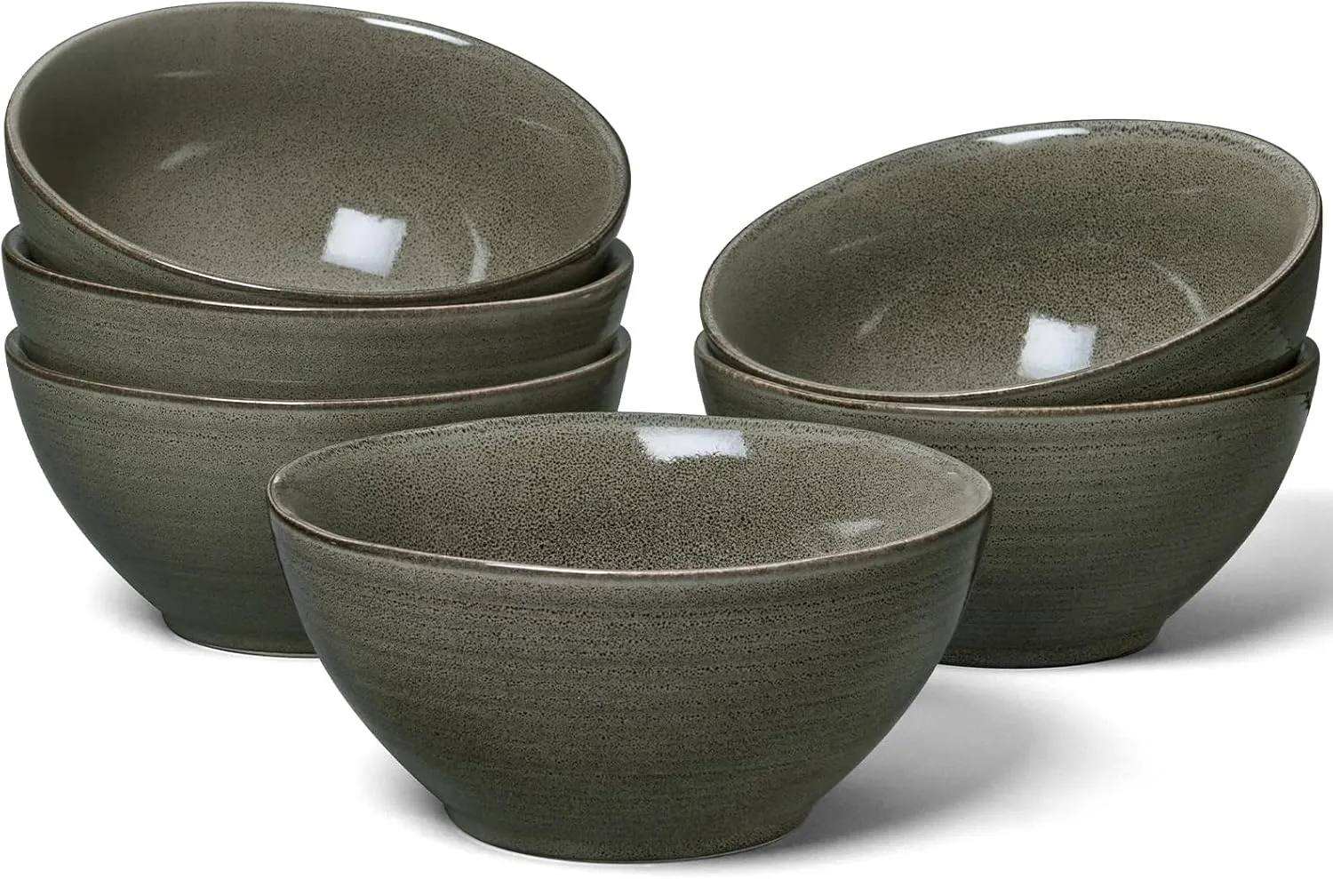 Famiware Tempus Cereal Bowls Set of 6, 20 oz Salad & Soup Bowls - Dishwasher & Microwave Safe - Dark Olive