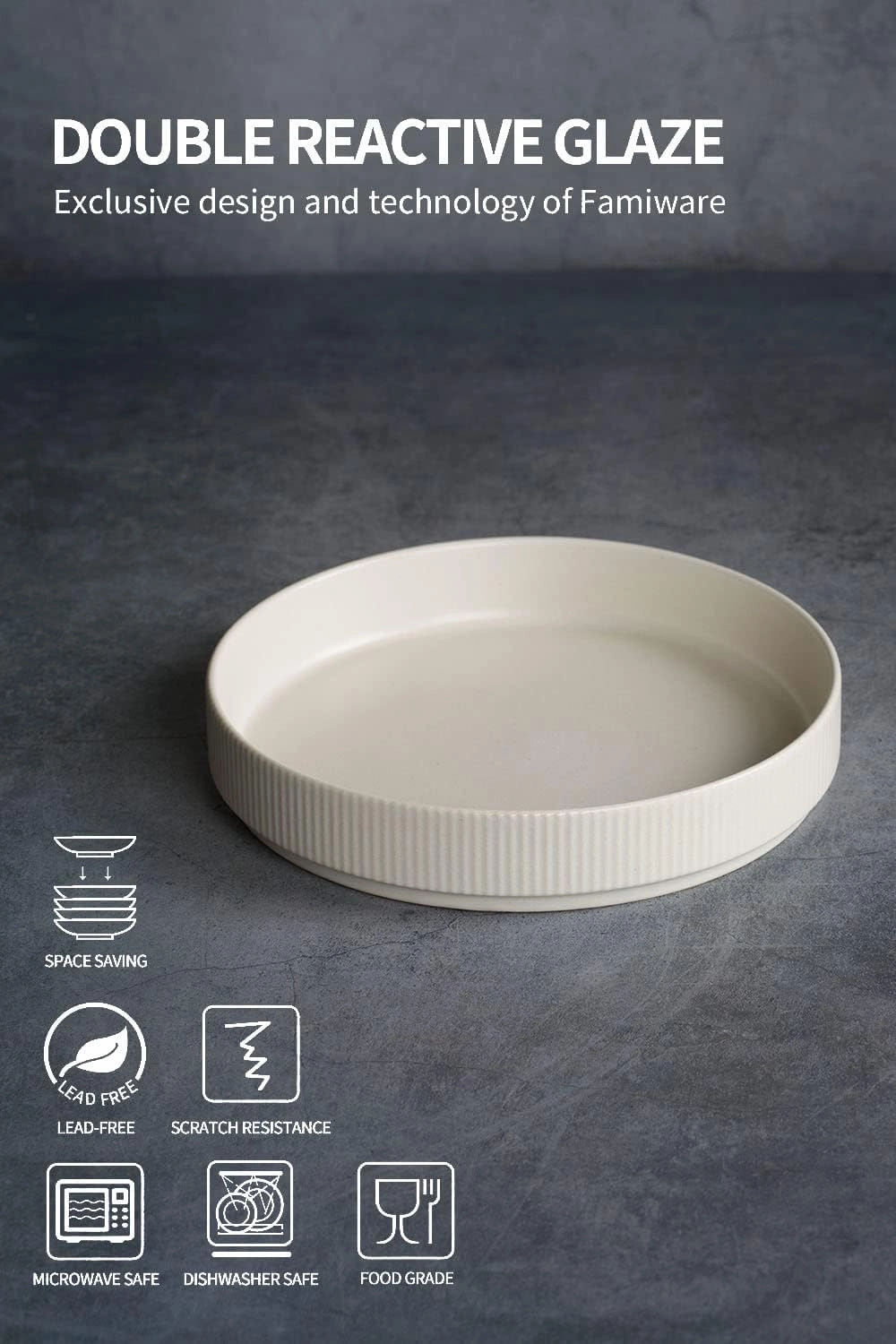 famiware Star 7.5" Pasta Bowls Set, Salad Bowl Set of 4, Double Reactive Glaze, Stackable, Perfect for Your Friend for Housewarming, Thanksgiving, Christmas, Matte White