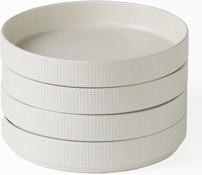 famiware Star 7.5" Pasta Bowls Set, Salad Bowl Set of 4, Double Reactive Glaze, Stackable, Perfect for Your Friend for Housewarming, Thanksgiving, Christmas, Matte White