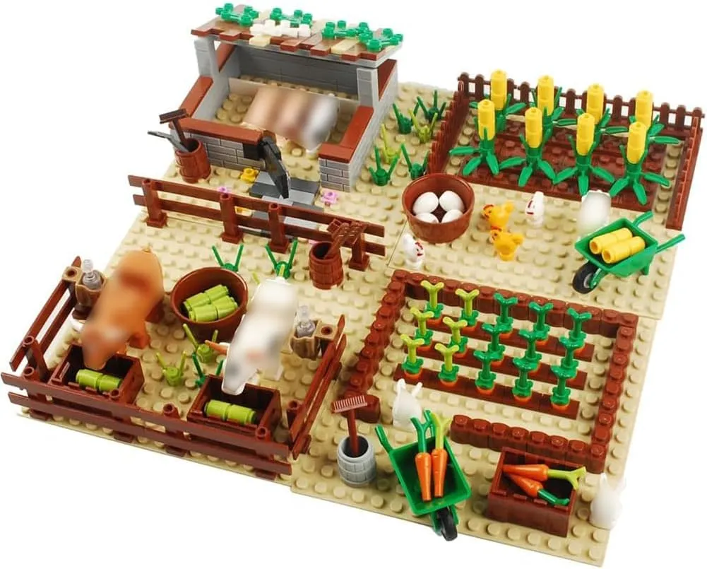 Farm Field Set Building Blocks Plant Animal Crops Building Bricks Kit DIY Building Set Compatible All Major Brands (Animal)