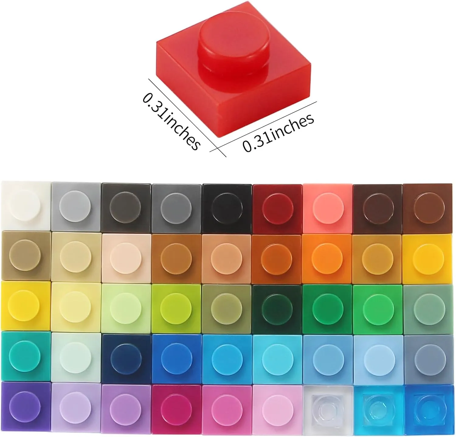 Feleph Basic 2300 Pieces Plate 1x1 Bricks 46 Colors Parts Building Play Blocks Set Toy Classic Accessories Compatible with 3024