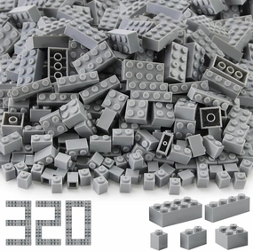 Feleph Building Bricks 1x1 1x2 1x4 2x2 2x4 Bulk 320 Pcs Mixed Sizes Classic Block Accessories Parts and Pieces Creative Toy Set for Boys and Girls Compatible with Major Brands(Light Bluish Gray)