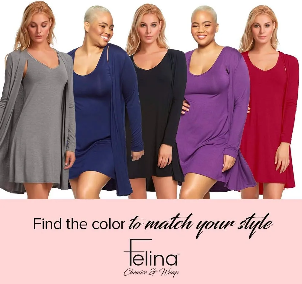 Felina Modal Tank Chemise and Wrap - Women’s Loungewear, Posh Pajama Sets for Women - Lounge Set