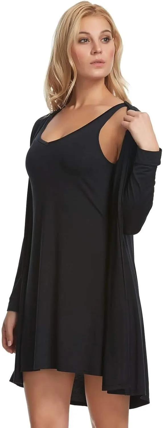 Felina Modal Tank Chemise and Wrap - Women’s Loungewear, Posh Pajama Sets for Women - Lounge Set