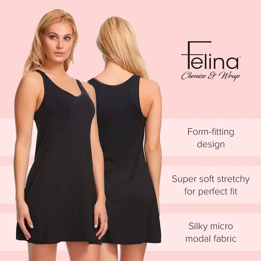 Felina Modal Tank Chemise and Wrap - Women’s Loungewear, Posh Pajama Sets for Women - Lounge Set