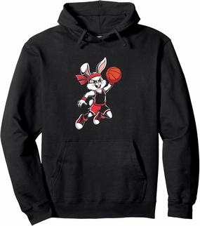 Fierce Basketball Bunny Slam Dunk Cool Sports Easter Pullover Hoodie