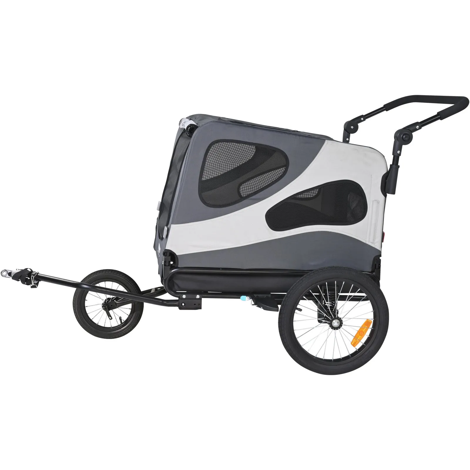 (FINAL PRICES ARE LOWER ON OUR SITE!) VEVOR Dog Bike Trailer, Supports up to 100 lbs, 2-in-1 Pet Stroller Cart Bicycle Carrier, Easy Folding Cart Frame with Quick Release Wheels, Universal Bicycle Coupler, Reflectors, Flag, Black/Gray