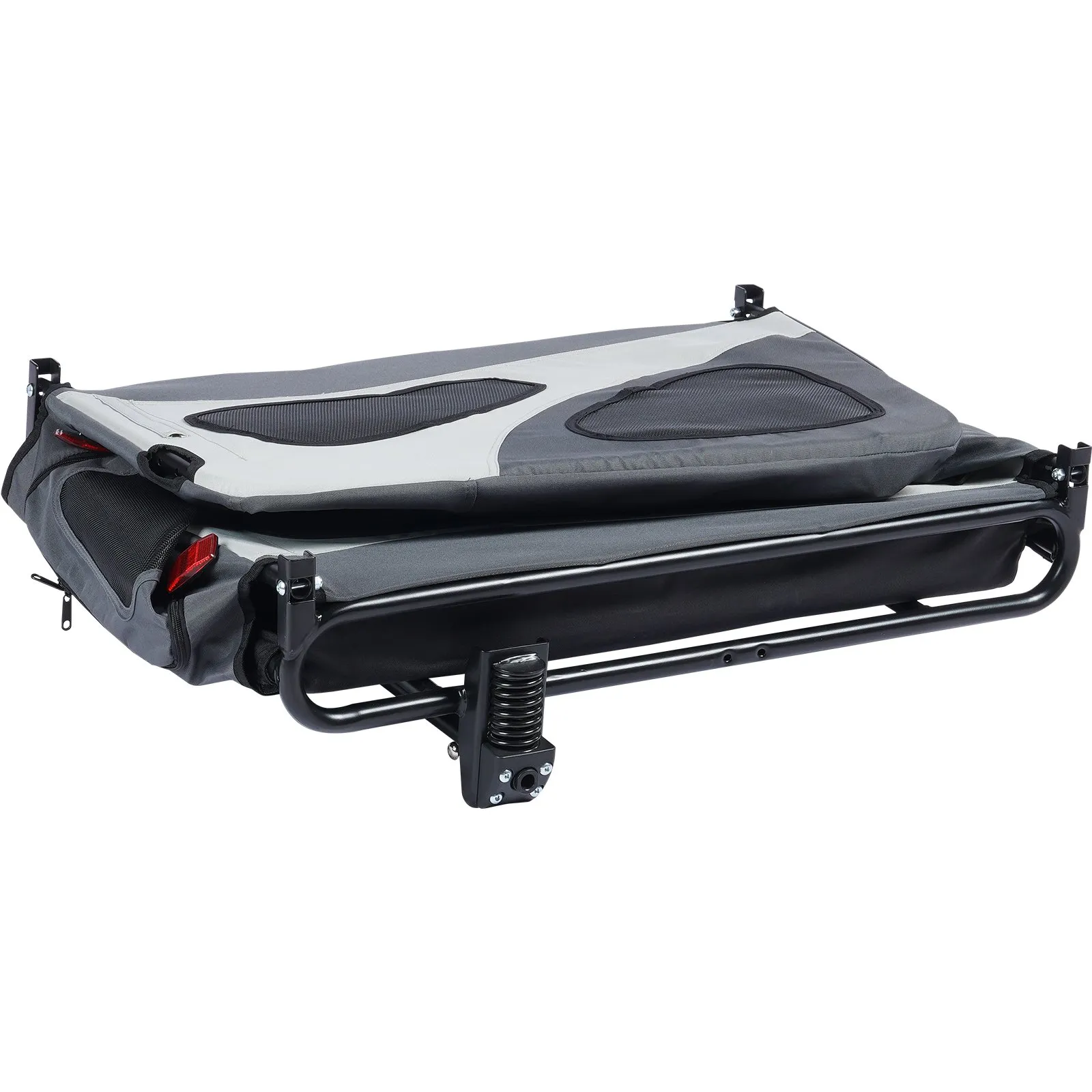 (FINAL PRICES ARE LOWER ON OUR SITE!) VEVOR Dog Bike Trailer, Supports up to 100 lbs, 2-in-1 Pet Stroller Cart Bicycle Carrier, Easy Folding Cart Frame with Quick Release Wheels, Universal Bicycle Coupler, Reflectors, Flag, Black/Gray