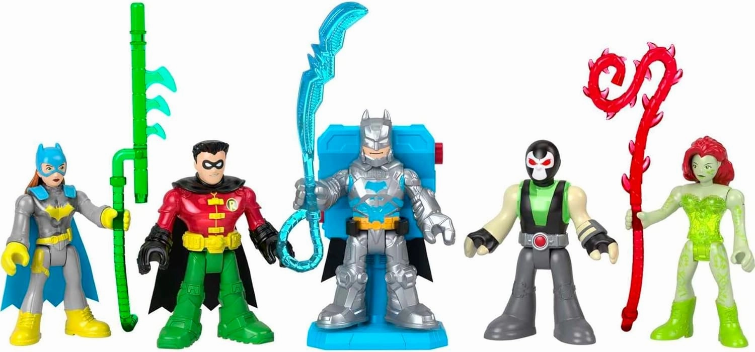 Fisher-Price Imaginext DC Super Friends Preschool Toys Batman Battle Multipack 9-Piece Figure Set with Light-Up Backpack for Ages 3  Years