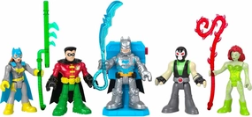 Fisher-Price Imaginext DC Super Friends Preschool Toys Batman Battle Multipack 9-Piece Figure Set with Light-Up Backpack for Ages 3  Years