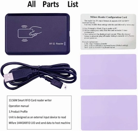 FissaiD RFID Reader Writer 13.56M Mifare 14443A USB Reader Reades Ntag S50 S70 Desfire EVx 4/7 Byte UID for Android Linux iOS Winx, S50/S70 Writer for Winx  2 Mifare Cards