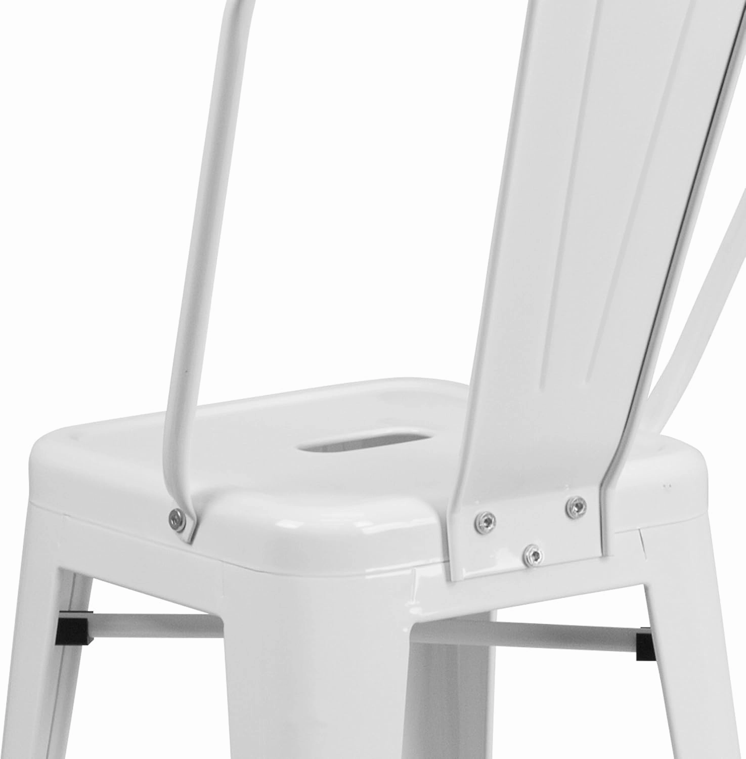 Flash Furniture Lily Commercial Grade 4 Pack 24" High White Metal Indoor-Outdoor Counter Height Stool with Removable Back