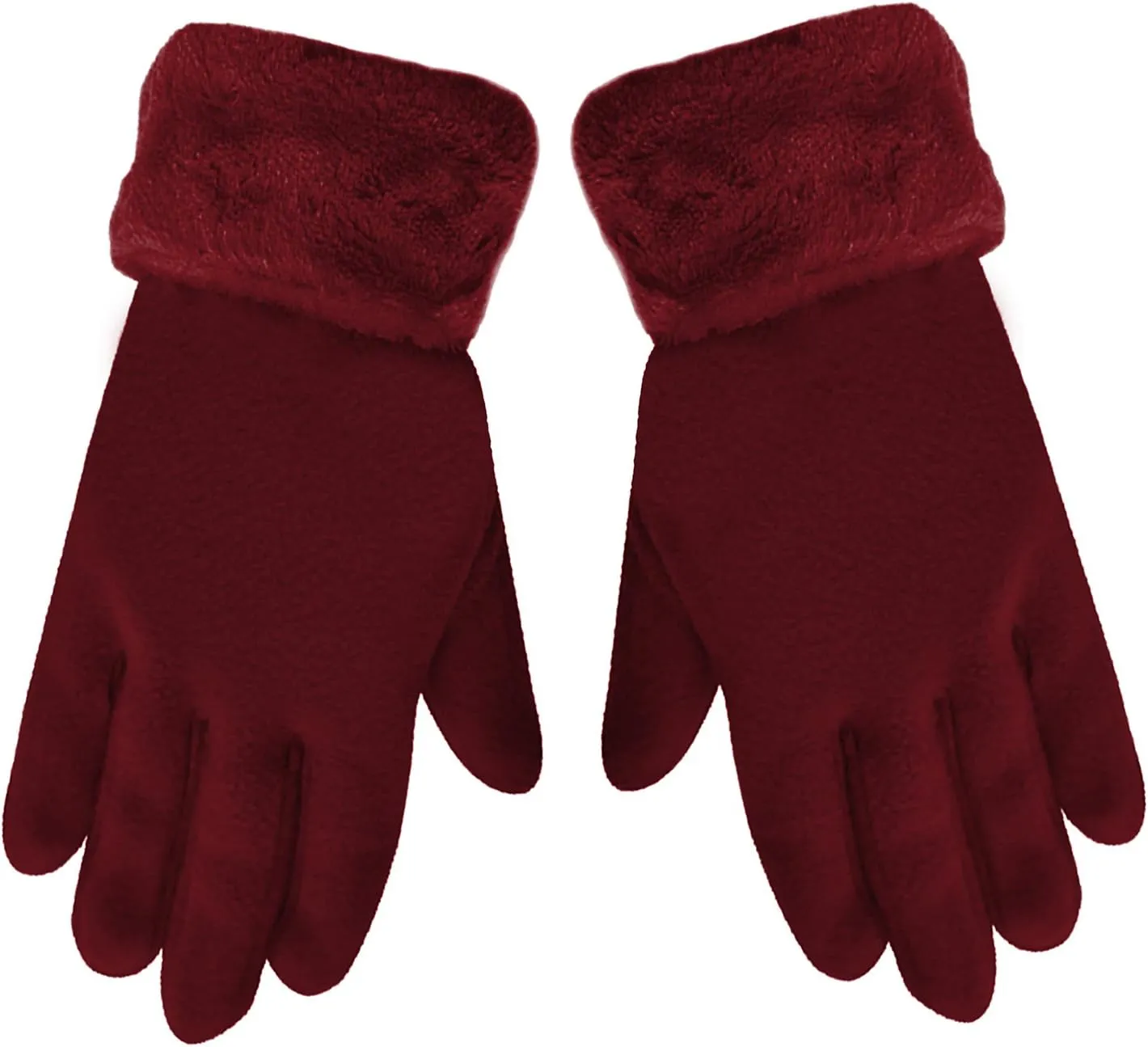 Fleece Hat Scarf & Glove Set With Plush Fur Trim