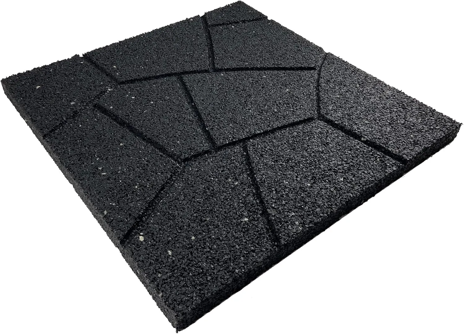 Flexon Dual Sided Stepping Stones, Set of 3, Features a Cobblestone Pattern and Mosaic Pattern,Durable Recycled Rubber, Black, Ideal for Patios, Walkways, and Garden Decoration