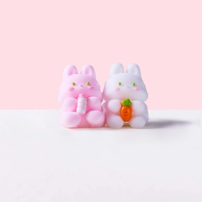 Flocked Twin Pink & White Bunny Squeeze Toys