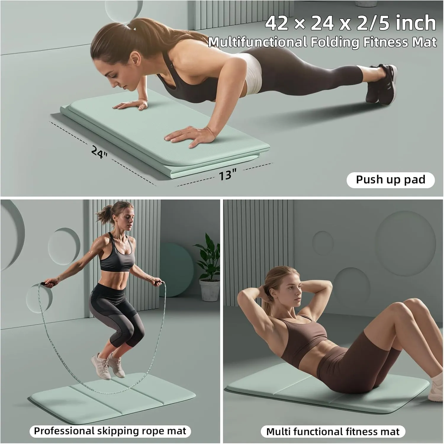 Foldable Exercise & Yoga Pad for Women Kids, 1.0" Thick Eco-Friendly Kneeling Pad & 13"x24" Push Up Mat, Non-Toxic POE Kids Play Mat, Lightweight Gym Cushion for Yoga, Pilates, Home
