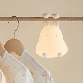 Foldable Ear Bunny Silicone Pat Night Light - Enchanting Glow and Versatile Design