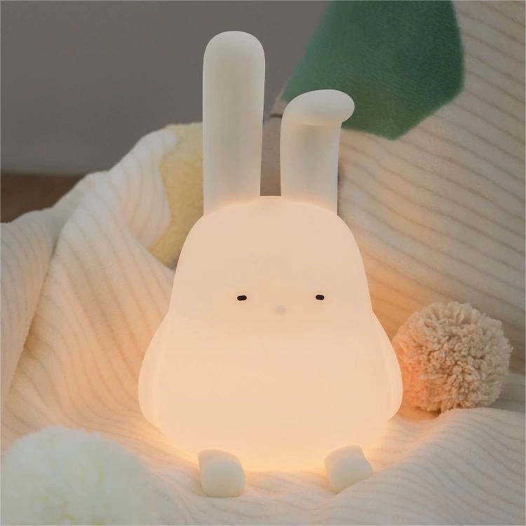 Foldable Ear Bunny Silicone Pat Night Light - Enchanting Glow and Versatile Design