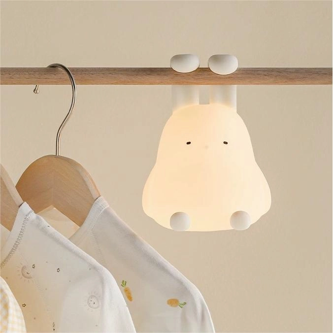 Foldable Ear Bunny Silicone Pat Night Light - Enchanting Glow and Versatile Design