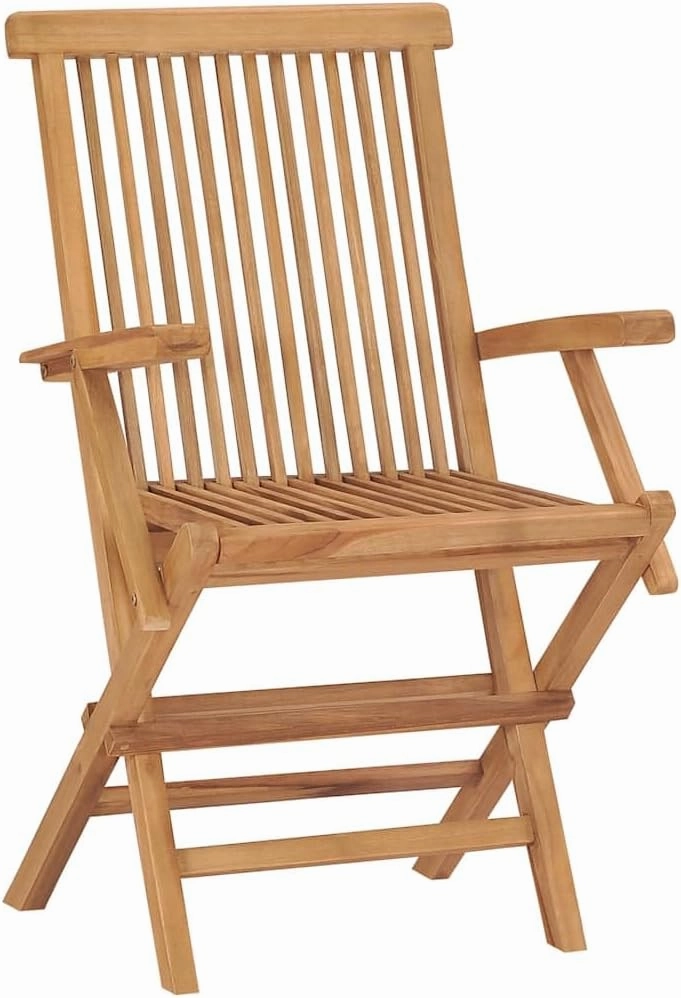 Folding Patio Chairs Set of 2 Teak Wood Outdoor Furniture for Garden, Poolside, and Beach – Durable Weather-Resistant Foldable Lounge Chairs with Natural Finish