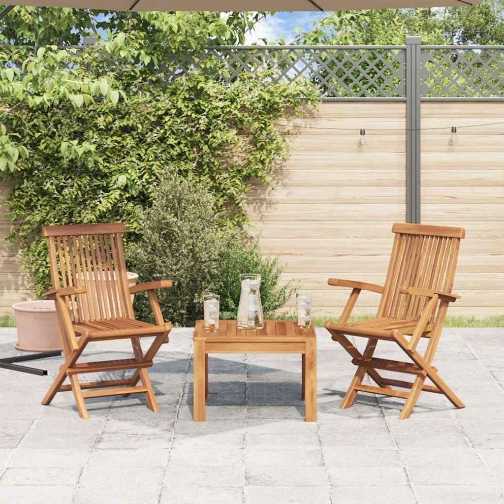 Folding Patio Chairs Set of 2 Teak Wood Outdoor Furniture for Garden, Poolside, and Beach – Durable Weather-Resistant Foldable Lounge Chairs with Natural Finish