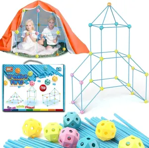 Fort Building Kit for Kids 3-5, 168PCS Fort Building Kit with Blanket, Creative Playhouse Playset for Boys Girls, Fort Building Toy Kit for Indoor Outdoor Play Tent for Kids Aged 3 4 5 6 7 8