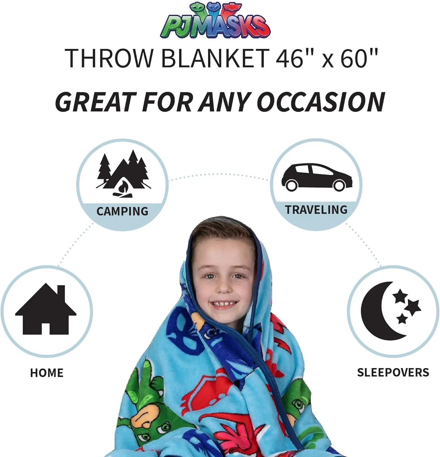 Franco Kids Bedding Super Soft Plush Throw Blanket, 46 in x 60 in, PJ Masks