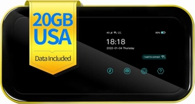 FREEBOT 4G LTE Mobile Hotspot with Touch Screen, Ultra-Slim Portable WiFi Router, Connects Up to 10 Devices, Pocket Hotspot for Travel (20GB US Data 1 Year Valid)