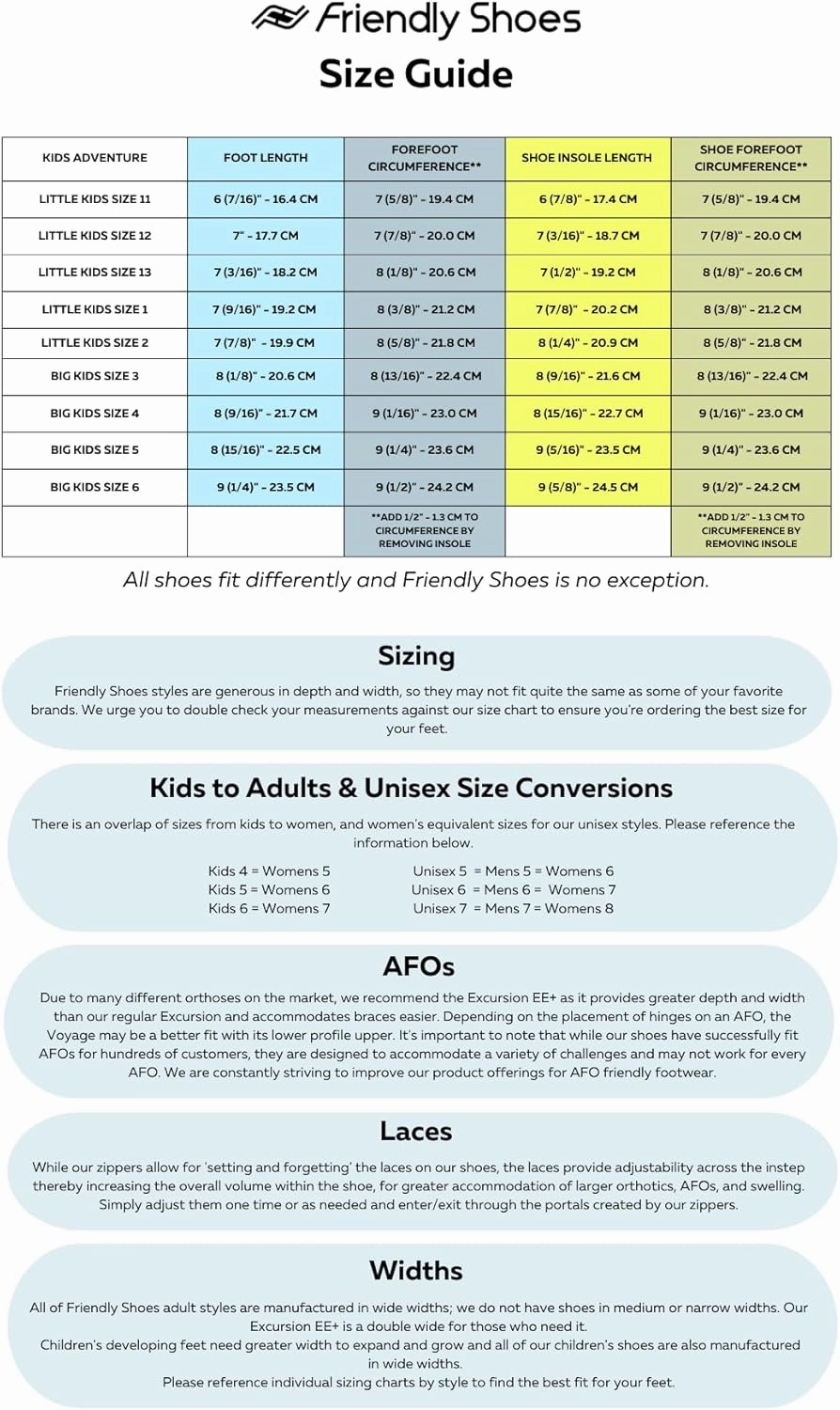 Friendly Shoes Adventure Kid's Shoe - Best AFO/SMO Compatible Orthotics Footwear - Stylish Comfort and Support