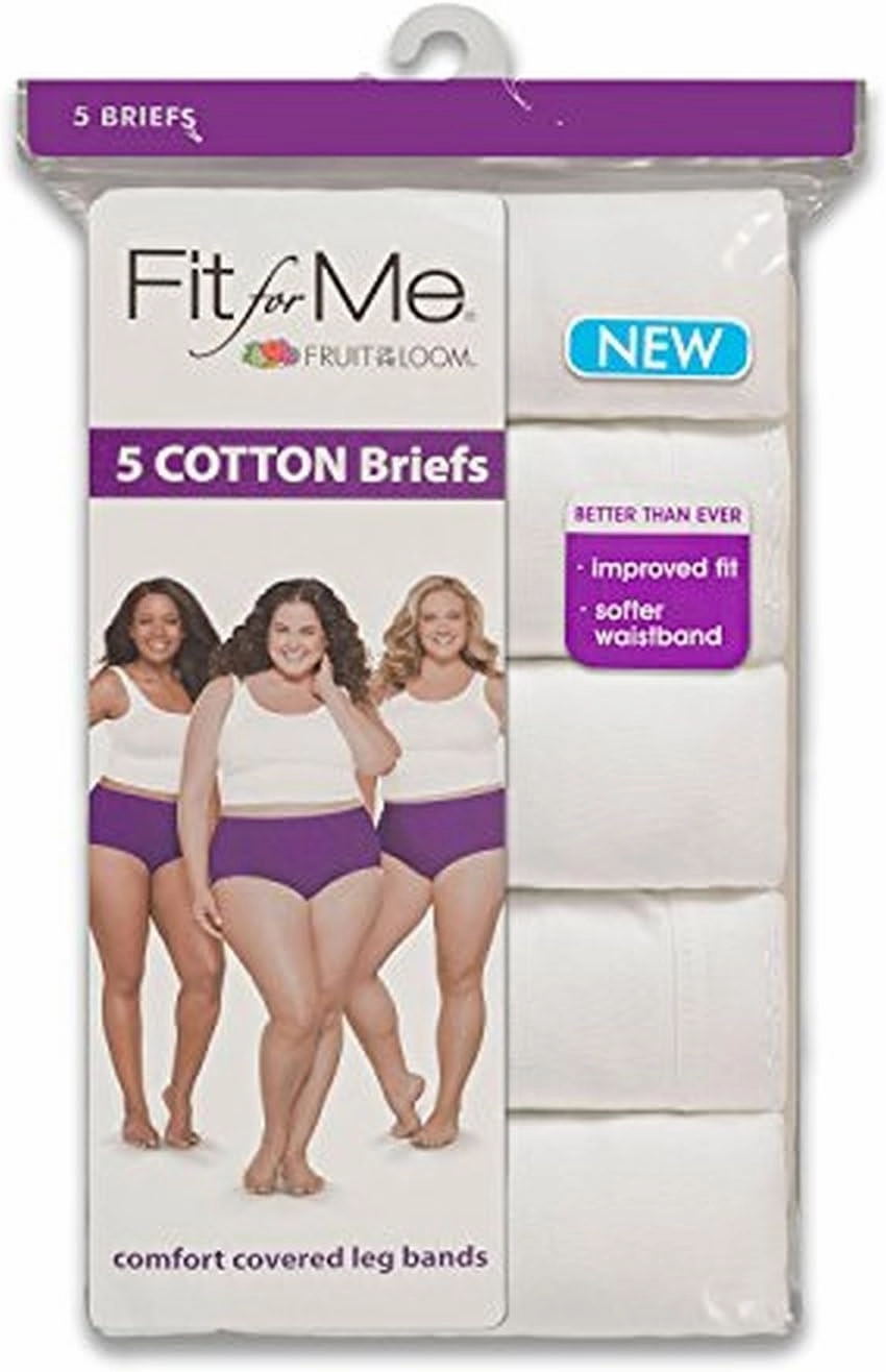 Fruit of the Loom Women's Fruit of the Loom Plus Size "Fit for Me" 5 Pack Original Cotton Brief Panties