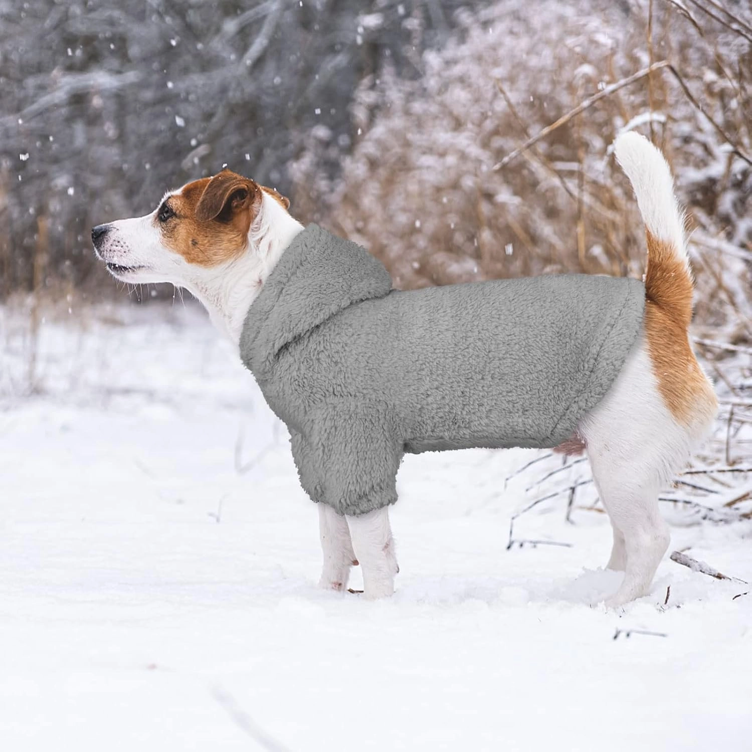 Fuzzy Dog Hoodie Dog Sweater Clothes Warm Soft Cozy Pet Coats Hooded Sweatshirt Fleece Large Sweater Pet Hoodies for Large Dogs(Grey-L)