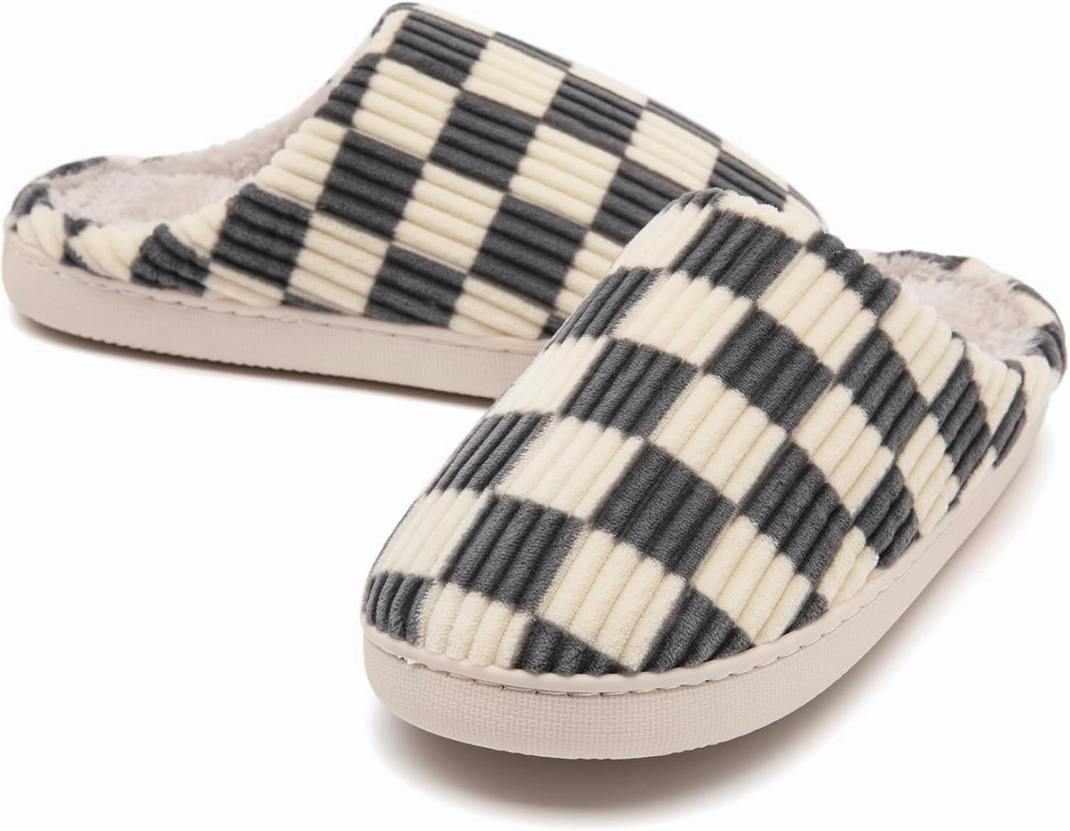 Fuzzy House Slippers for Woman,Memory Foam Womens Slippers,Casual Unisex House Shoes Outdoor Indoor Warm Plush Mens Bedroom Slippers with Faux Fur Lining