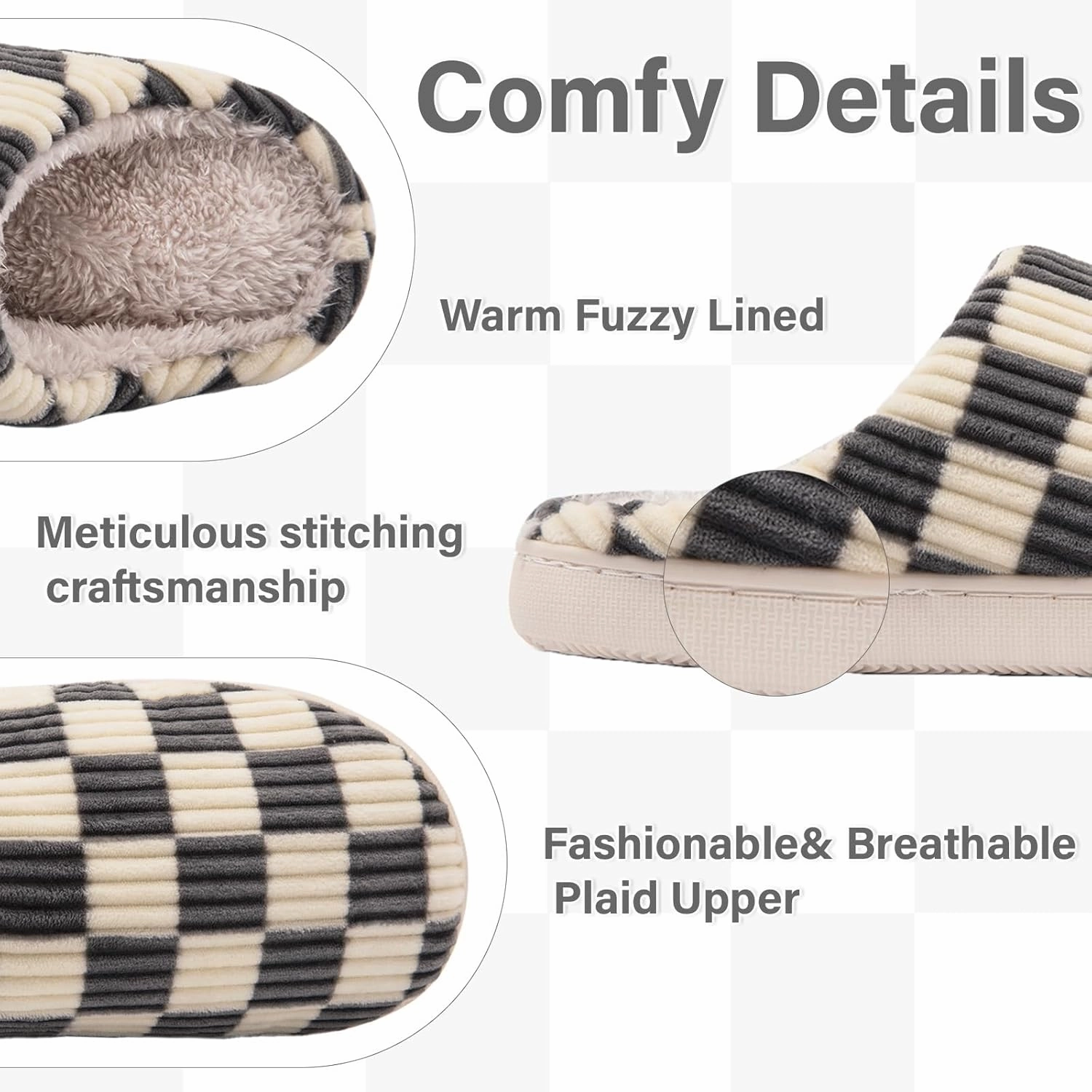 Fuzzy House Slippers for Woman,Memory Foam Womens Slippers,Casual Unisex House Shoes Outdoor Indoor Warm Plush Mens Bedroom Slippers with Faux Fur Lining