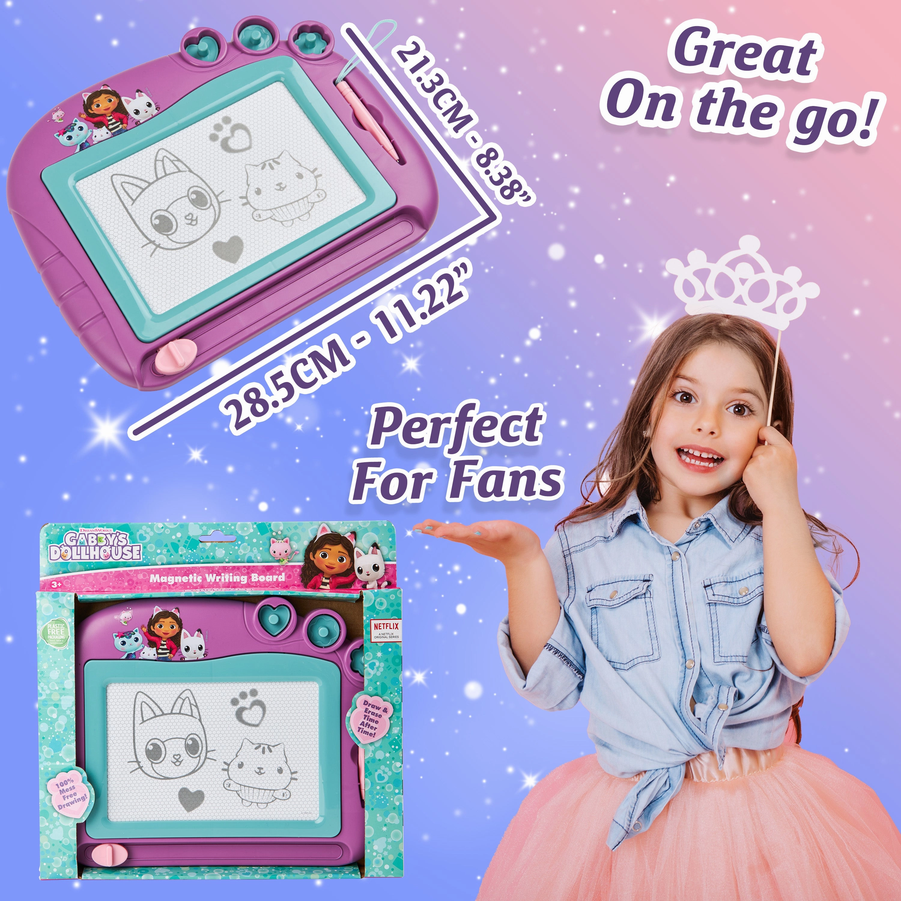 Gabby's Dollhouse Magnetic Drawing Board for Kids Magic Scribbler Erasable Toy