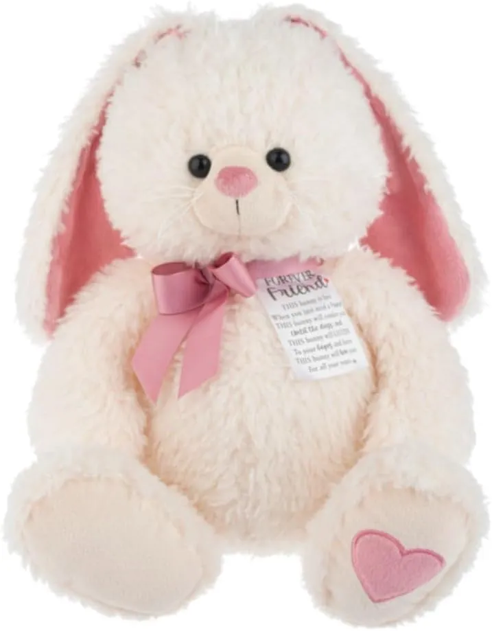 Ganz Easter Baby Bunny Plush Toy, Forever Your Friend, White with Pink Accents, 15 Inches