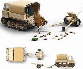 Generic WW2 Military Series Rso/01 Tractor 37mm Anti Tank Artillery Classic Collection Model Building Blocks Bricks Toys Gifts (606Pcs) Ages 15 and Up (100250)- without Original Box
