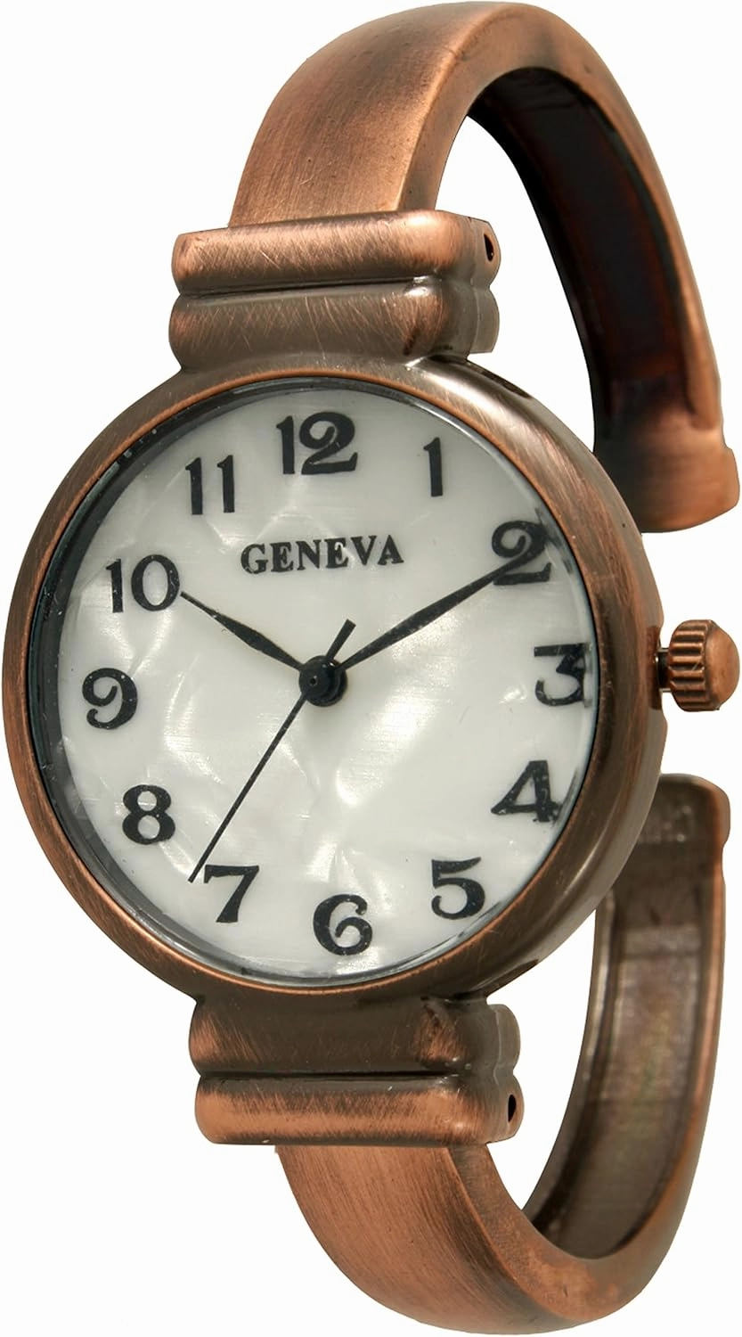 Geneva Metal Bangle Watch Classic Easy Read (Copper)