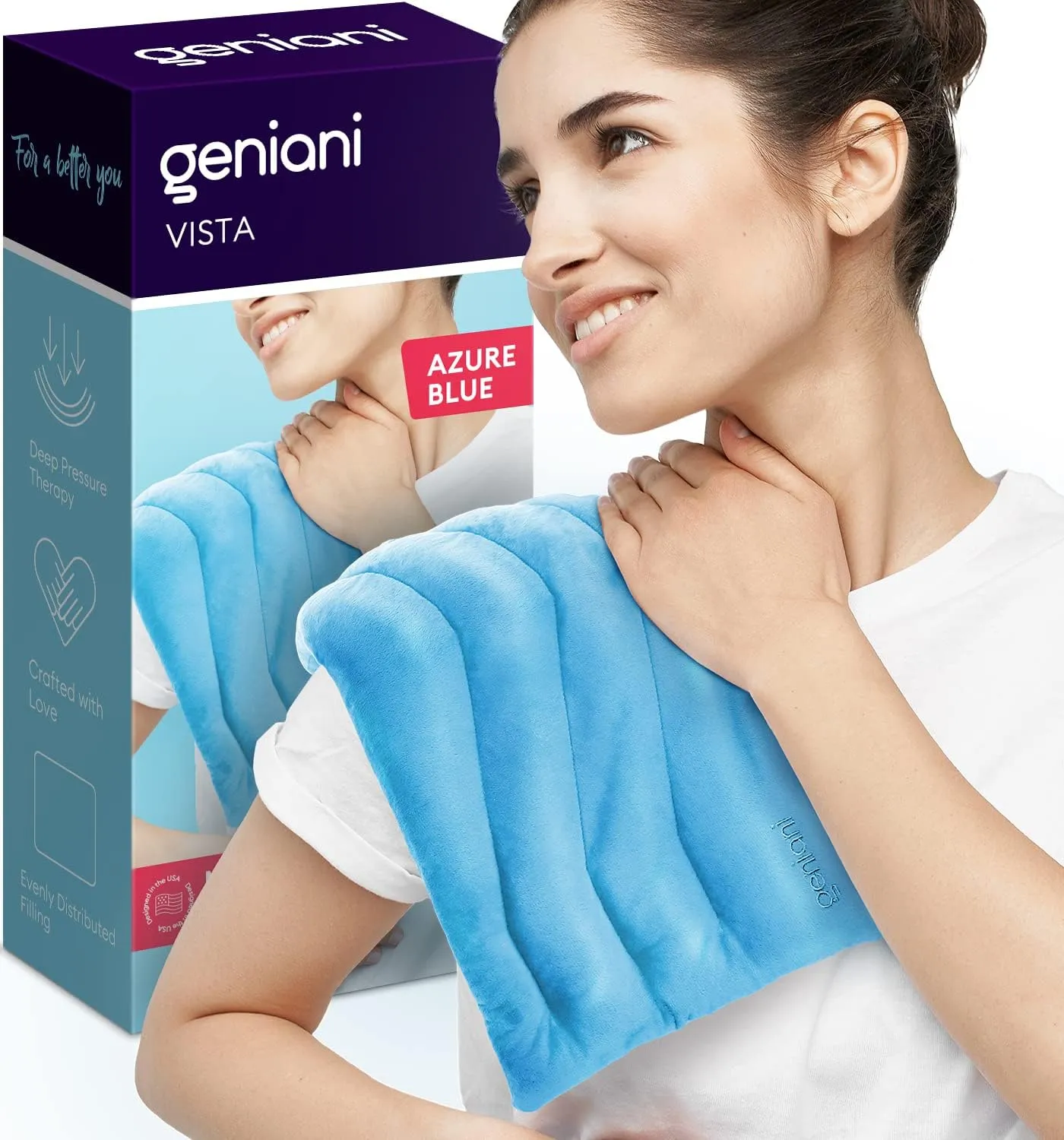 GENIANI Microwavable Heating Pads for Cramps 8"x17", Cordless Microwave Heating Pad for Neck and Shoulders, Knee, Muscles, Joints, Back Pain, Hot Pack for Pain Relief, Hot and Cold (Azure Blue)