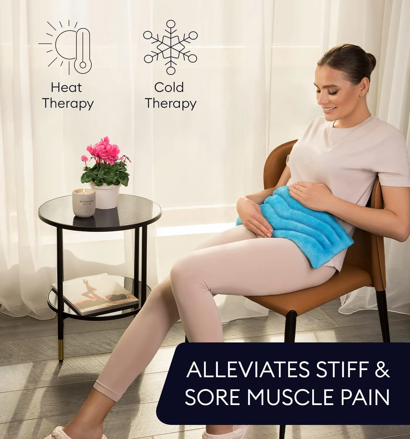 GENIANI Microwavable Heating Pads for Cramps 8"x17", Cordless Microwave Heating Pad for Neck and Shoulders, Knee, Muscles, Joints, Back Pain, Hot Pack for Pain Relief, Hot and Cold (Azure Blue)