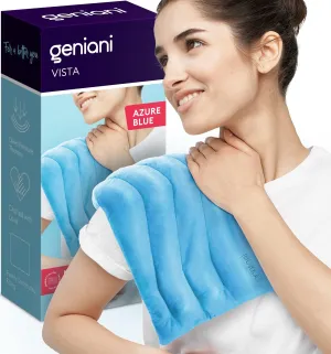 GENIANI Microwavable Heating Pads for Cramps 8"x17", Cordless Microwave Heating Pad for Neck and Shoulders, Knee, Muscles, Joints, Back Pain, Hot Pack for Pain Relief, Hot and Cold (Azure Blue)